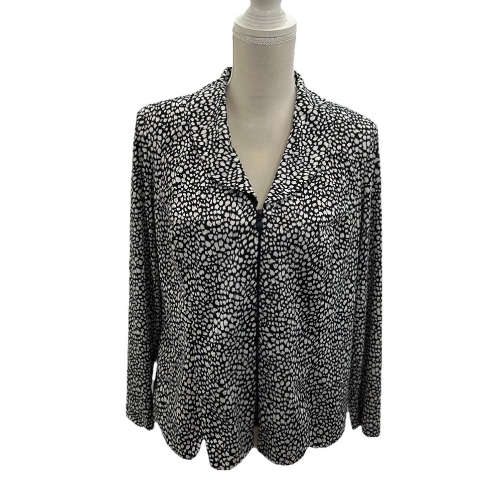 NWOT MSK Full Zip Blazer Jacket White Black Sequins Sz 1X Fitted
